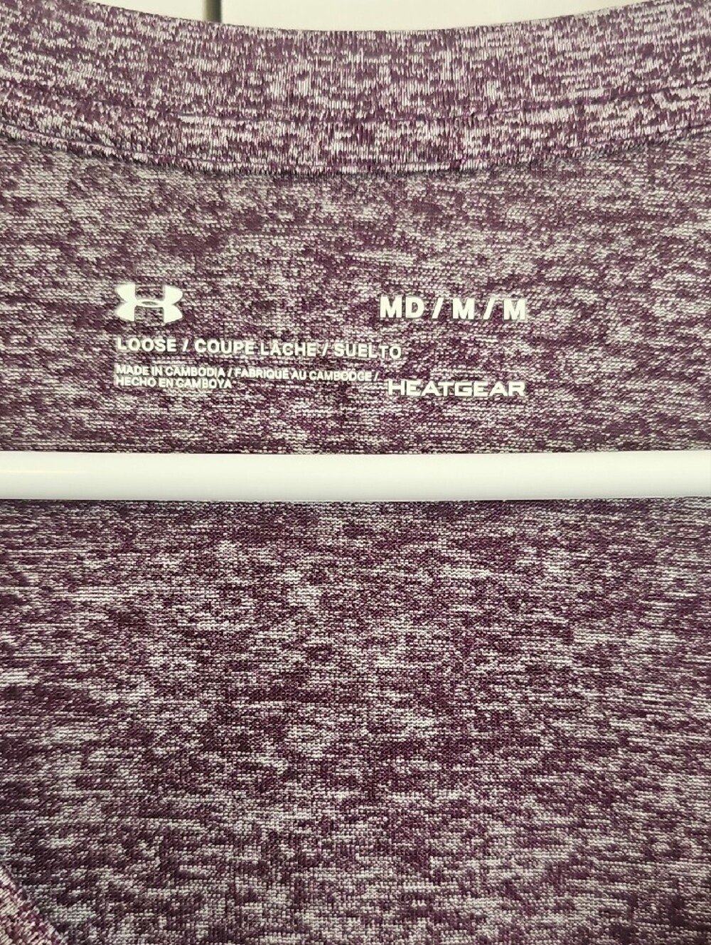 Under Armour Women’s Heathered Purple V-Neck Short Sleeve Tee - Picture 2 of 3